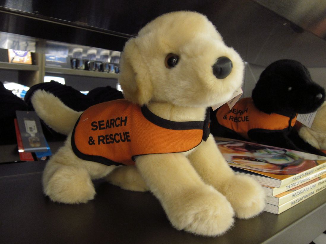 Adorably crass? There are also <a href="https://www.911memorial.org/catalog/gifts/plush-dogs-0">German Shepherd and Black Lab plush search-and-rescue dogs for sale</a>.<br/>
